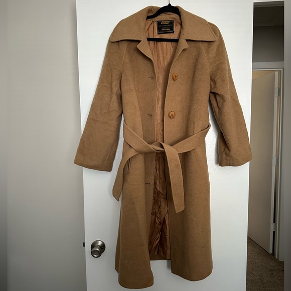 St. Michael Long Tan Cashmere Trench Coat - Picture 1 of 8